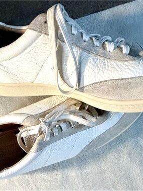 Classic Men’s  White & Light Gray Leather Sneakers
